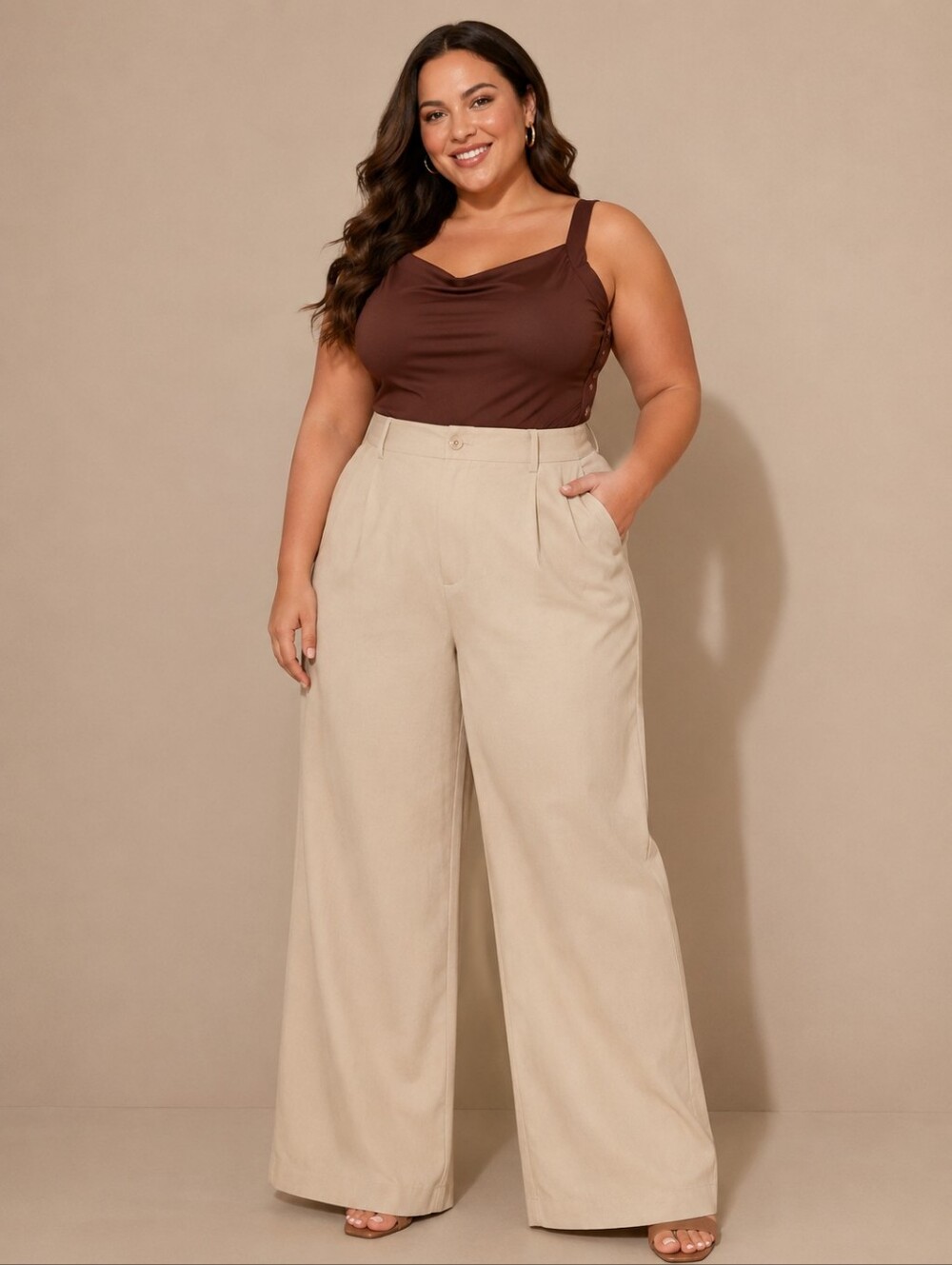 Madden NYC Women’s Cream Wide-Leg Trousers Size XL